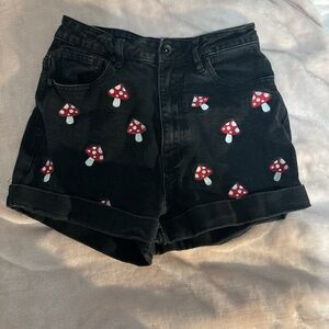 Black high-waisted mushroom shorts 
never worn
